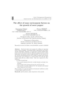 The effect of some environment factors on the growth of sweet pepper