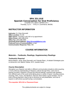 SPA 331.01E Spanish Conversation for Oral Proficiency