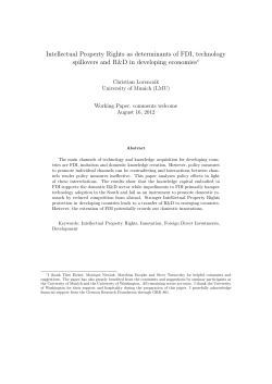 Intellectual Property Rights as determinants of FDI