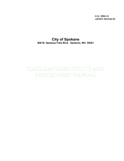 Spokane Cash Handler Policy and Procedures Manual