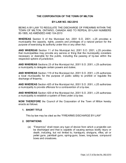 062-2016 Firearms Discharge By-law
