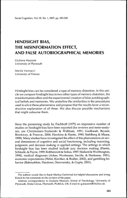 hindsight bias, the misinformation effect, and false autobiographical