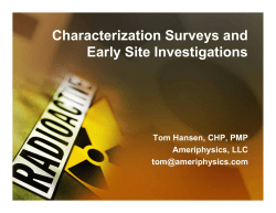 Characterization Surveys and Early Site Investigations