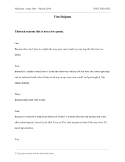 Thirteen reasons this is not a love poem