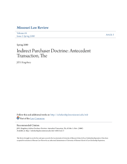 Indirect Purchaser Doctrine: Antecedent Transaction, The