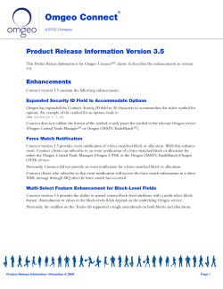 Omgeo Connect 3.5: Product Release Information