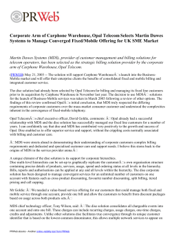 Corporate Arm of Carphone Warehouse, Opal Telecom Selects