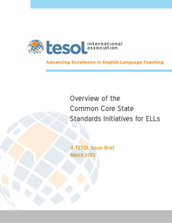 Overview of the Common Core State Standards Initiatives for ELLs