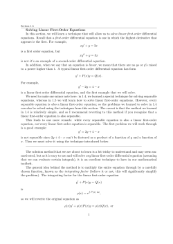 Solving Linear First-Order Equations In this