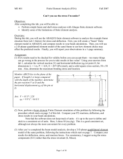 ME 401 Finite Element Analysis (FEA) Fall 2007 Can`t you see the