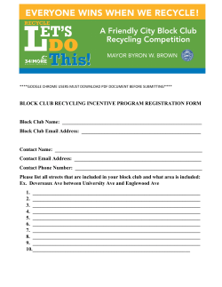 BLOCK CLUB RECYCLING INCENTIVE PROGRAM