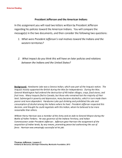 President Jefferson and the American Indians In this assignment you