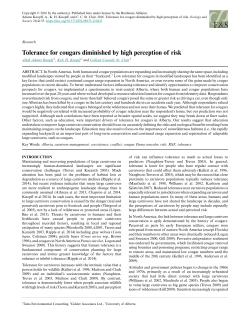 Tolerance for cougars diminished by high perception of risk
