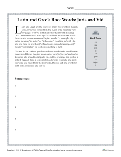 Latin and Greek Root Words: Juris and Vid