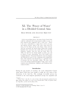 XI. The `Power of Water` in a Divided Central Asia