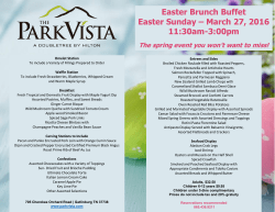 Easter Brunch Buffet Easter Sunday – March 27