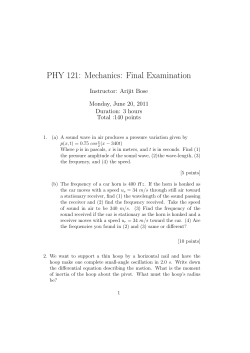PHY 121: Mechanics: Final Examination