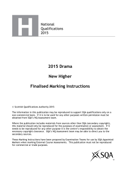 2015 Drama New Higher Finalised Marking Instructions