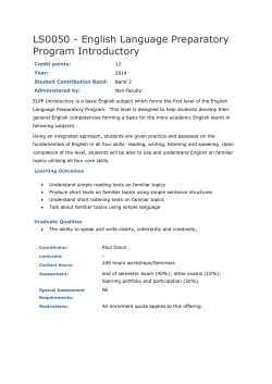 LS0050 - English Language Preparatory Program Introductory