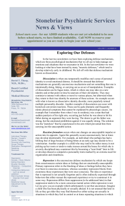 Defense Mechanisms - Stonebriar Psychiatric Services