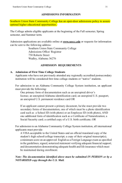 admissions policy - Southern Union State Community College