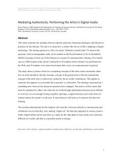 Mediating Authenticity: Performing the Artist in Digital media