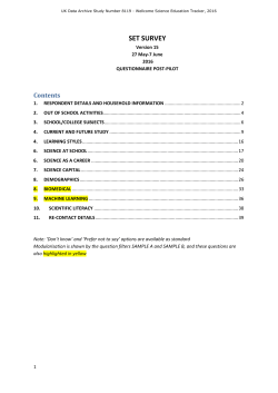 Questionnaire, 2016