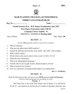 Reading Skills 2015 - Mar Ivanios College