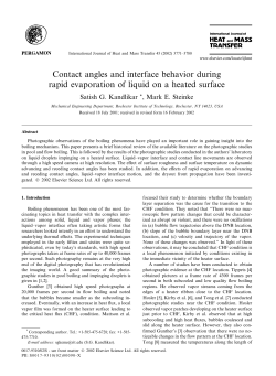 Contact angles and interface behavior during rapid evaporation of