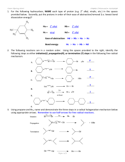 1. For the following hydrocarbon, NAME each type of proton (e.g. 2 o