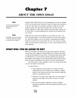 Chapter 7 ABOUT THE OPEN ESSAY