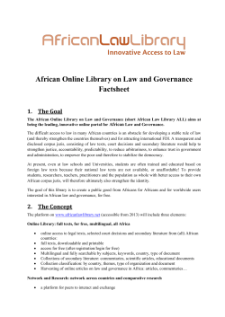 African Online Library on Law and Governance Factsheet 1. The Goal
