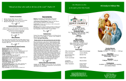 Our Mission is to live in the Spirit of the Holy Family 6th Sunday in