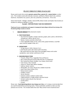 PEANUT FREE/NUT FREE SNACK LIST