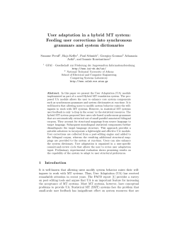 User adaptation in a hybrid MT system: Feeding user