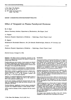 Effect of Verapamil on Plasma Parathyroid Hormone