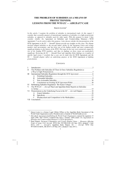 THE PROBLEM OF SUBSIDIES AS A MEANS OF PROTECTIONISM