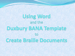 Duxbury BANA Template Part I