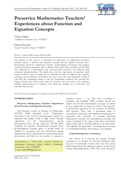 Preservice Mathematics Teachers` Experiences about Function and