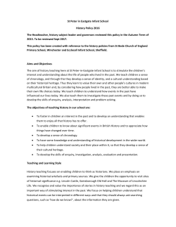 St Peter in Eastgate Infant School History Policy 2016 The