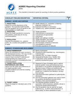 AGREE Reporting Checklist