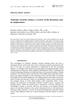 Attitudes towards science: a review of the literature and its implications