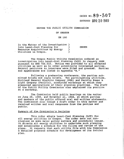Order No. 89-507 - Oregon Public Utility Commission