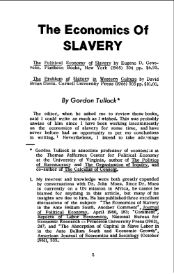 The Economics Of SLAVERY