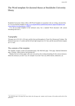 The Word template for doctoral theses at Stockholm University library