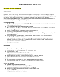 sample wellness job descriptions