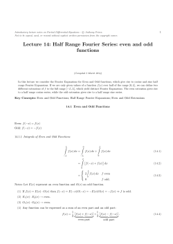 Lecture 14: Half Range Fourier Series: even and odd