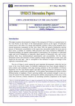 CHINA AND DEMOCRACY IN THE ASIA PACIFIC AUTHOR
