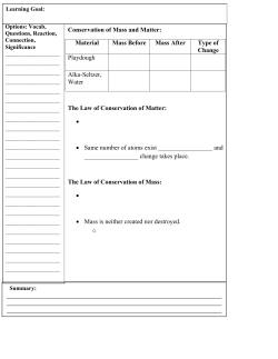 Conservation of Mass Notes