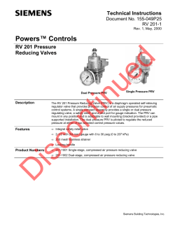 Powers&trade; Controls RV 201 Pressure Reducing Valves